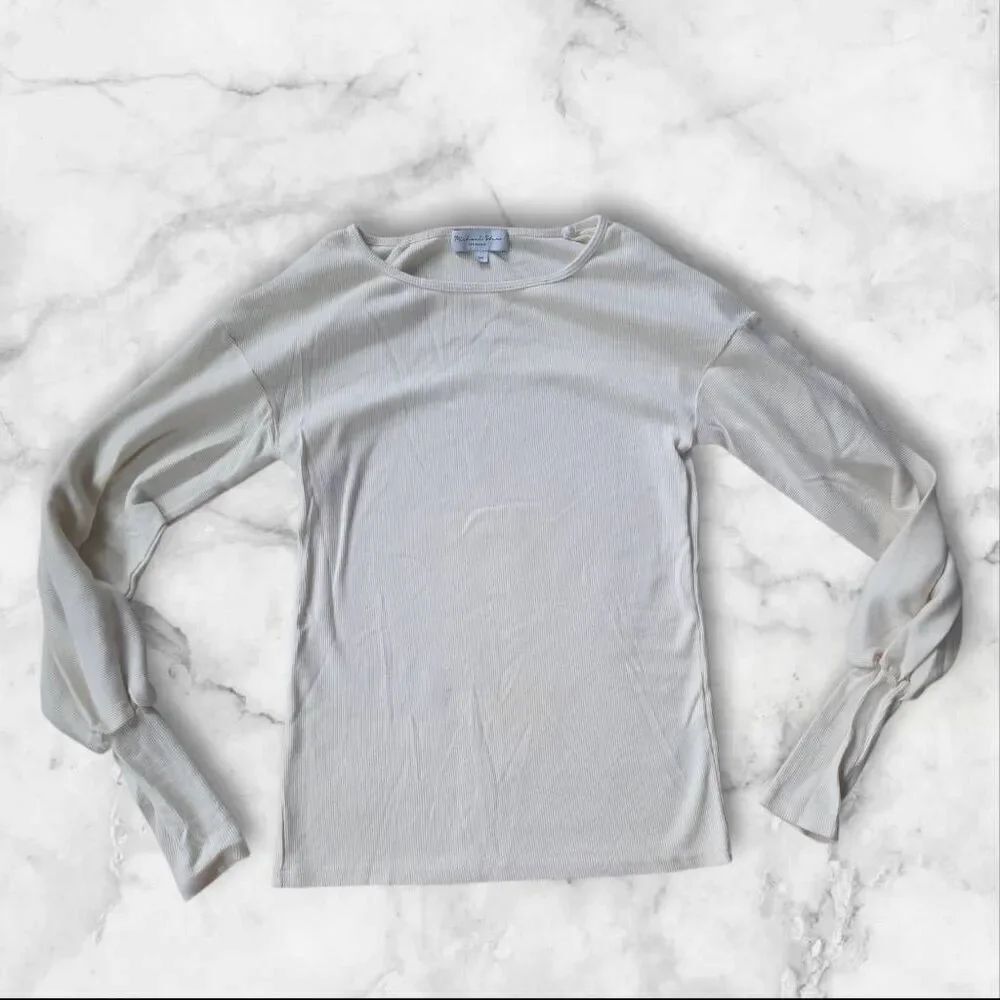 Michael Stars XS Ribbed White Long Sleeve